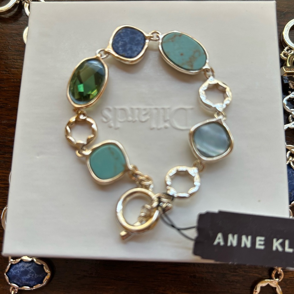 Anne Klein Blue and Green Necklaces & Bracelet Set 3 Items Silver Multicolored - Picture 6 of 8